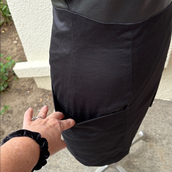 Sandra Weil stunning black dress w/ leather on top & wide pockets. Worn once - Picture 8 of 15